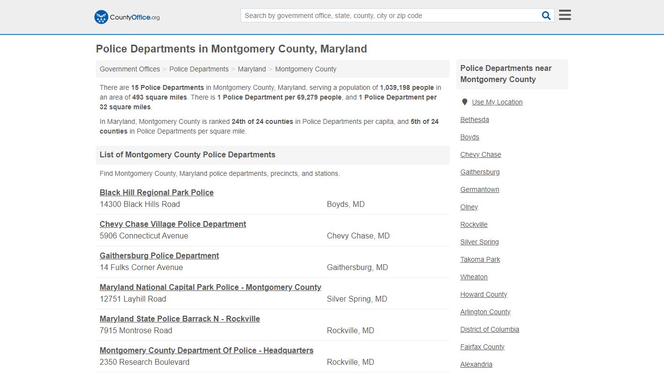Montgomery County, MD (Arrest Records & Police Logs) - County Office